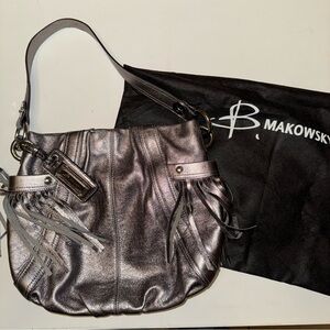 B. Makowsky Silver Shoulder Bag